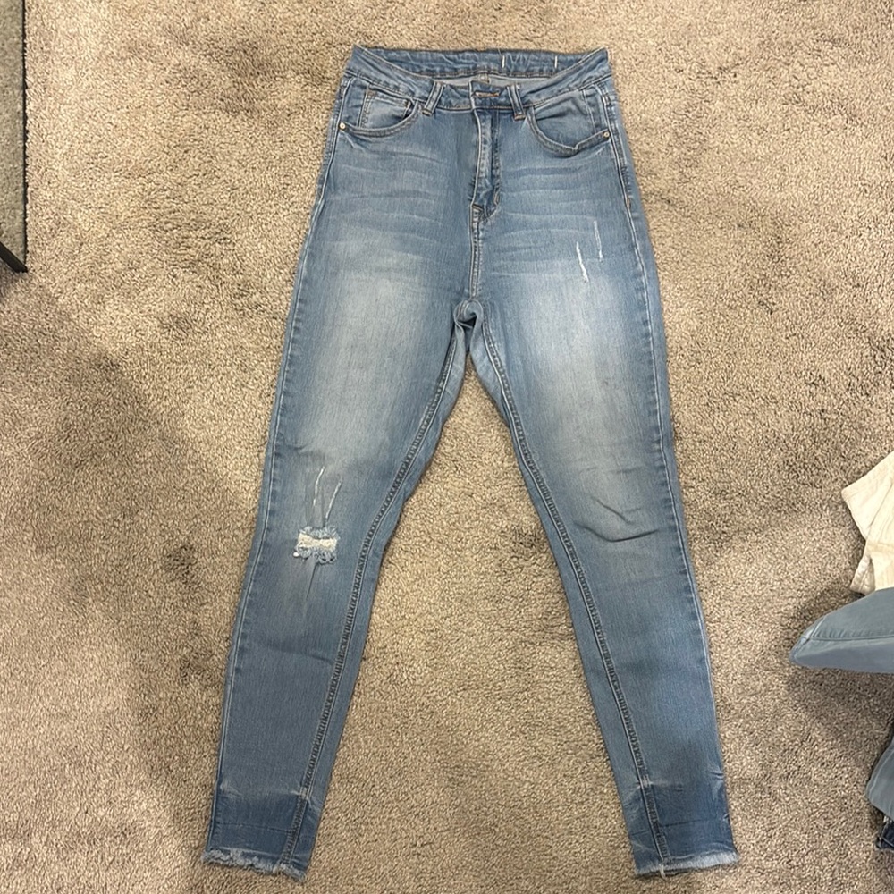 Papaya Blue Skinny Jeans with Distressed Details